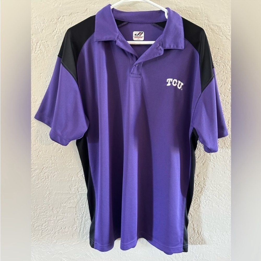TCU purple and black men's polo size XL